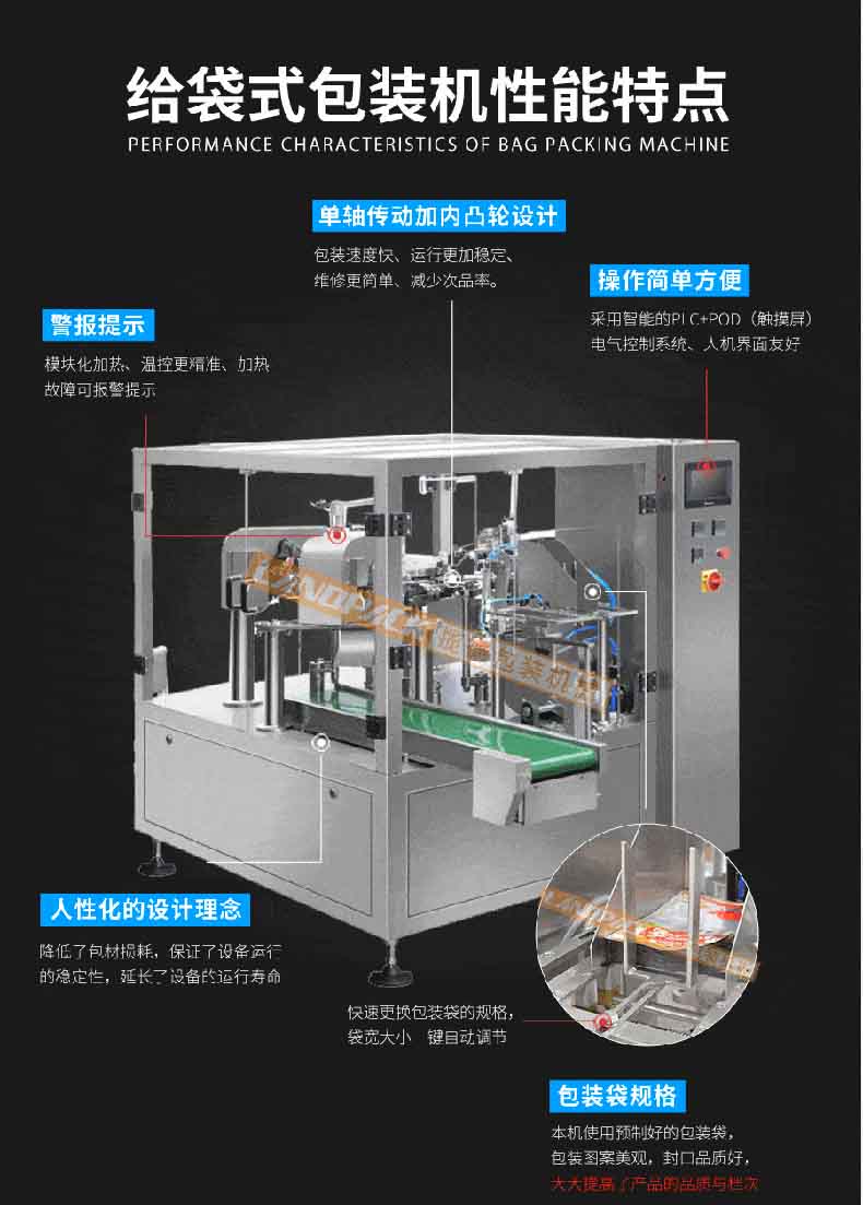 給袋式糖果包裝機(jī)特點(diǎn) 給袋式糖果包裝機(jī)特點(diǎn)